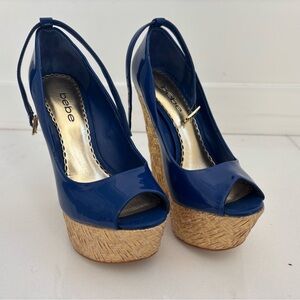 Bebe Navy Platform Wedges